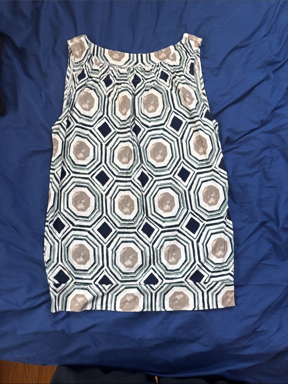 LOFT Geometric Tank Top in Navy & Cream